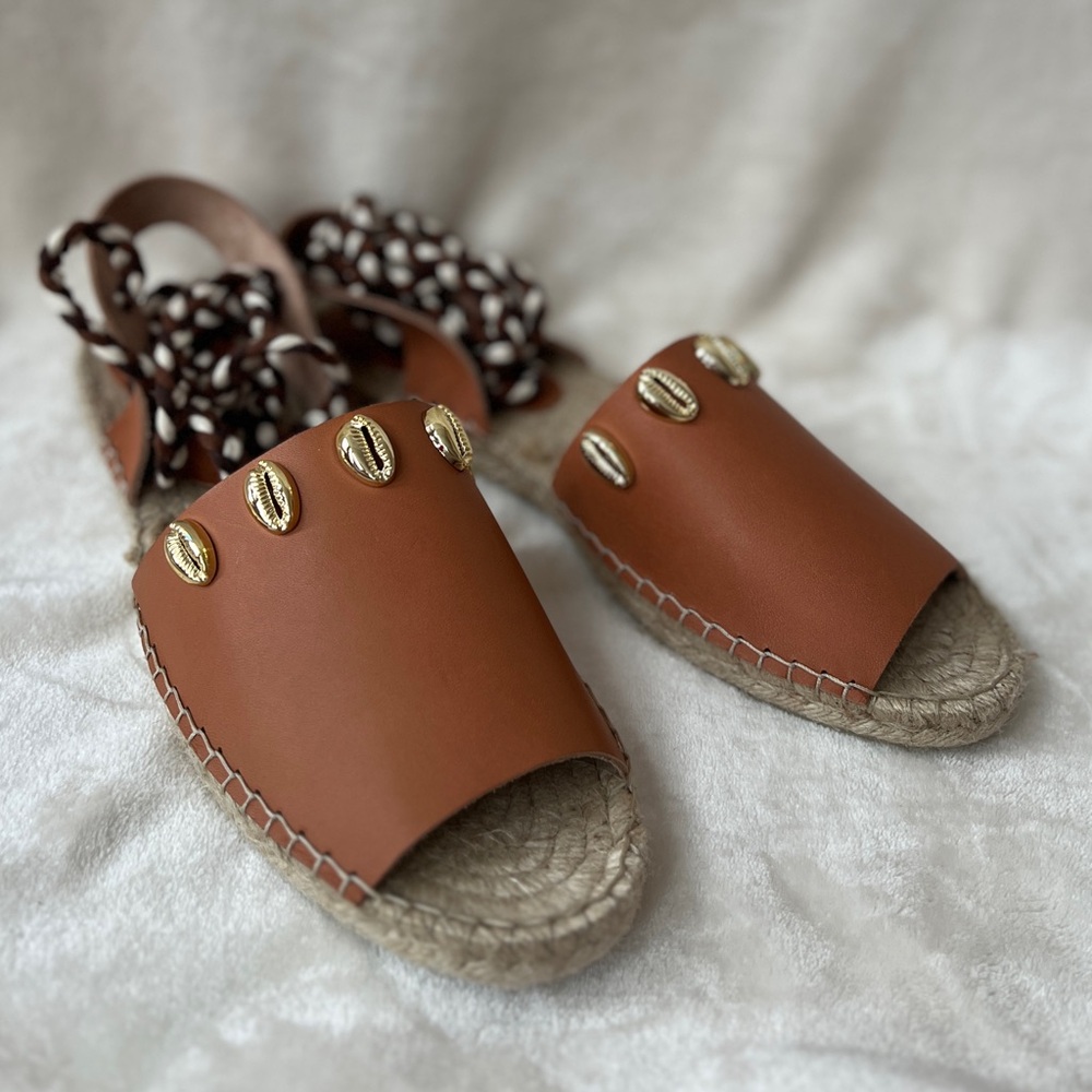 NEW Size 11 Womens Free People Strappy Brown Leather Wander Wrap Espadrilles - Picture 7 of 8